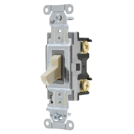 Hubbell Wiring Device-Kellems Switches and Lighting Controls, Toggle Switch, Commercial Grade, Double Pole, 15A 120/277V AC, Back and Side Wired, Ivory CSB215I